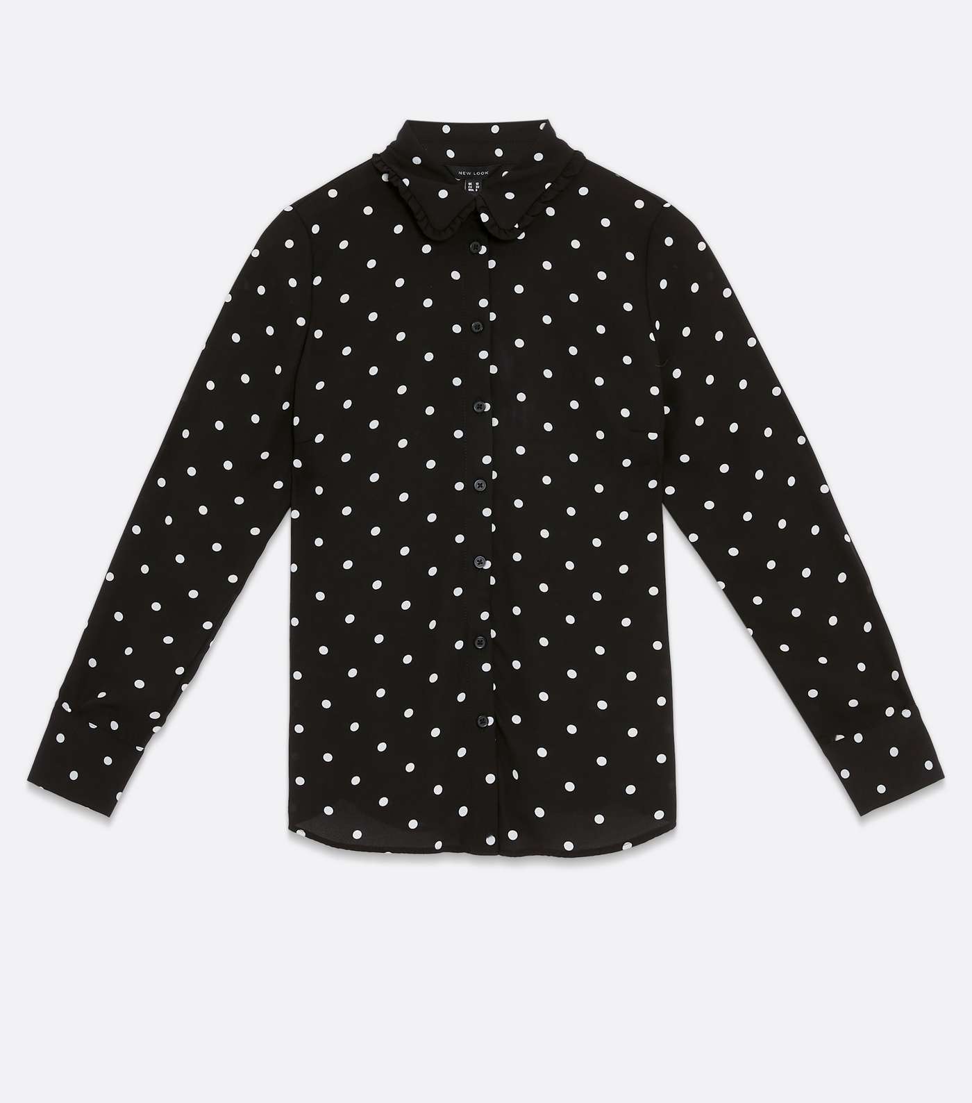 Black Polka Dot Frill Collar Long Sleeve Shirt Image 5