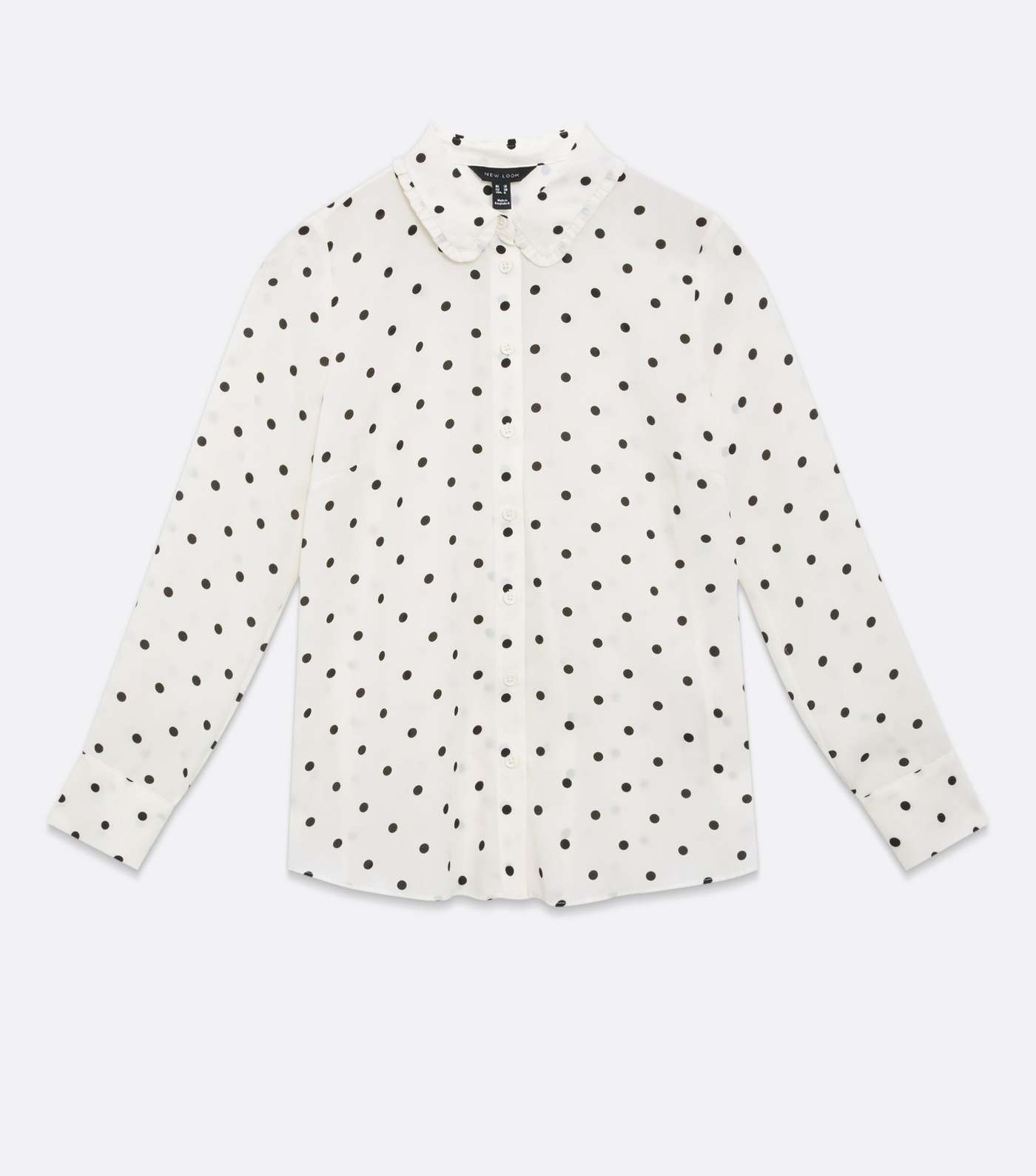 White Polka Dot Frill Collar Long Sleeve Shirt Image 5