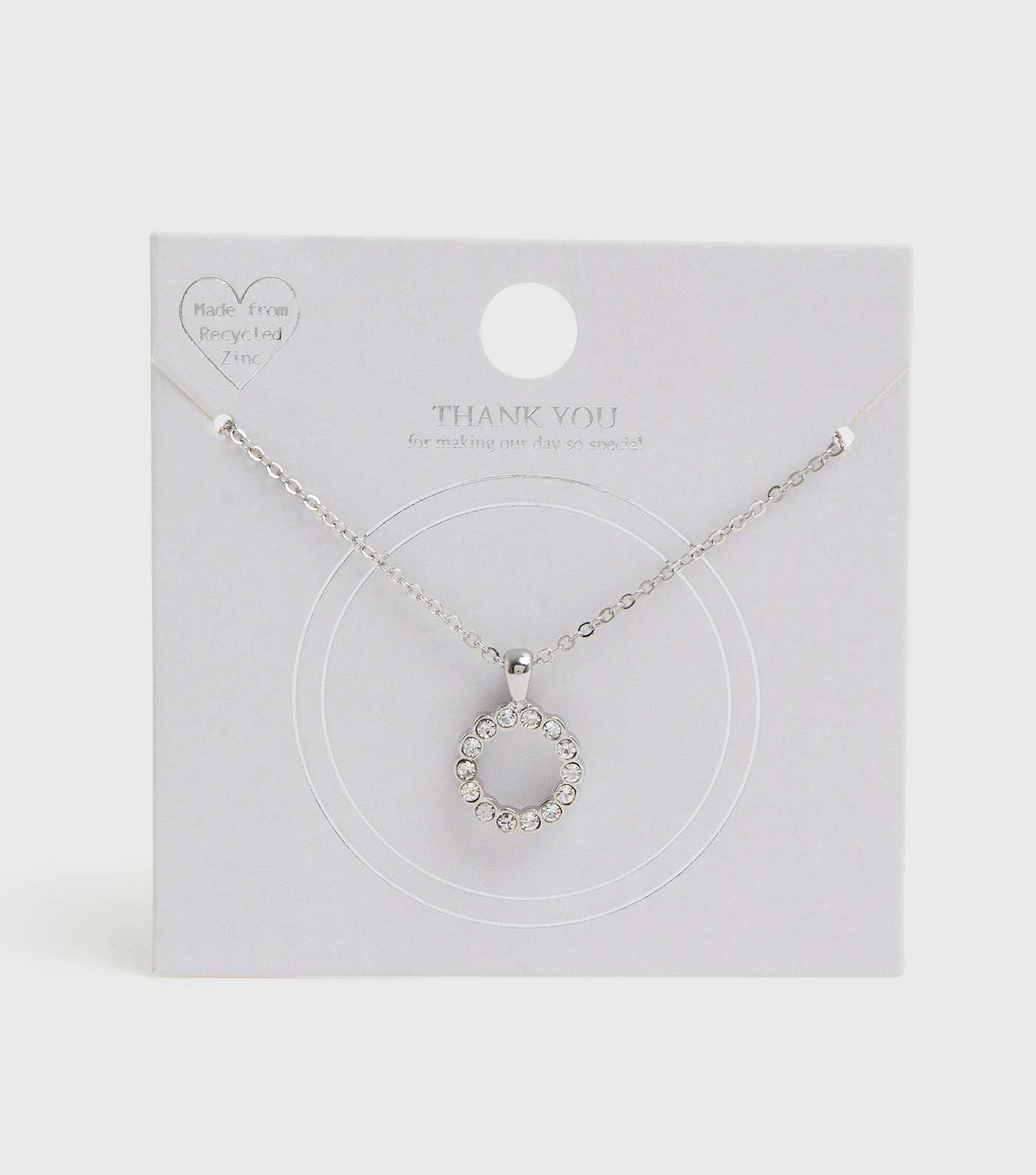 Silver Thank You Diamanté Pendant Necklace