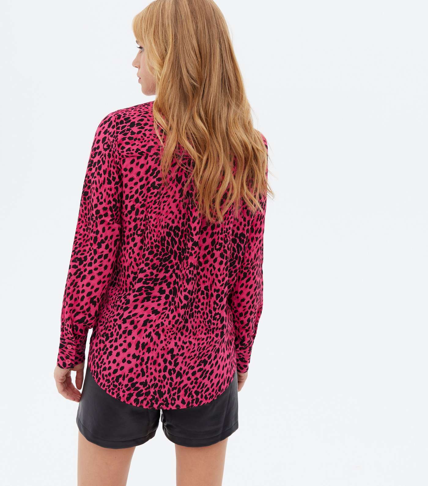 Pink Leopard Print Frill Collar Shirt Image 4