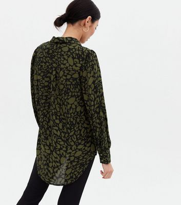 khaki animal print shirt