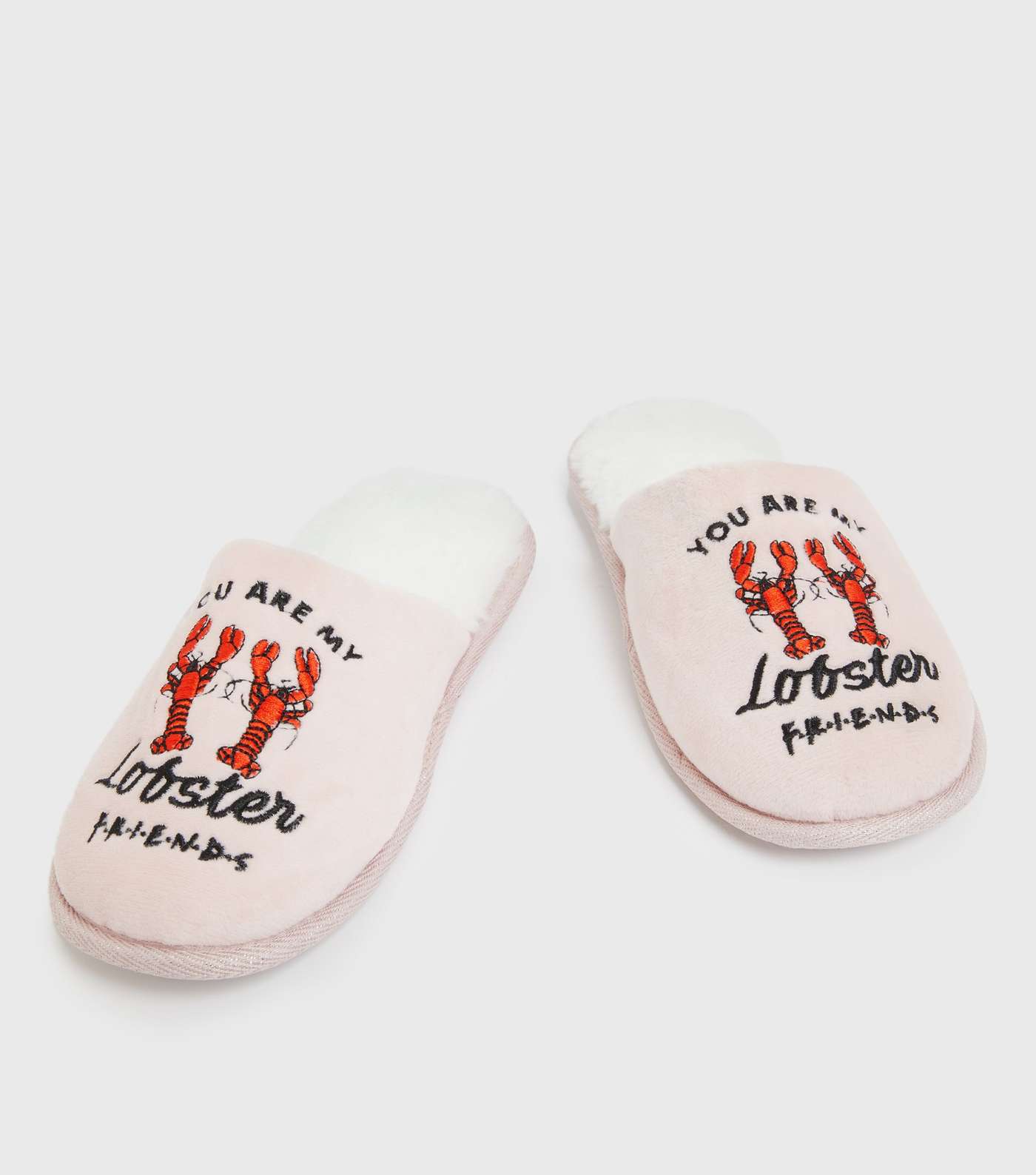 Pink Friends Embroidered Mule Slippers