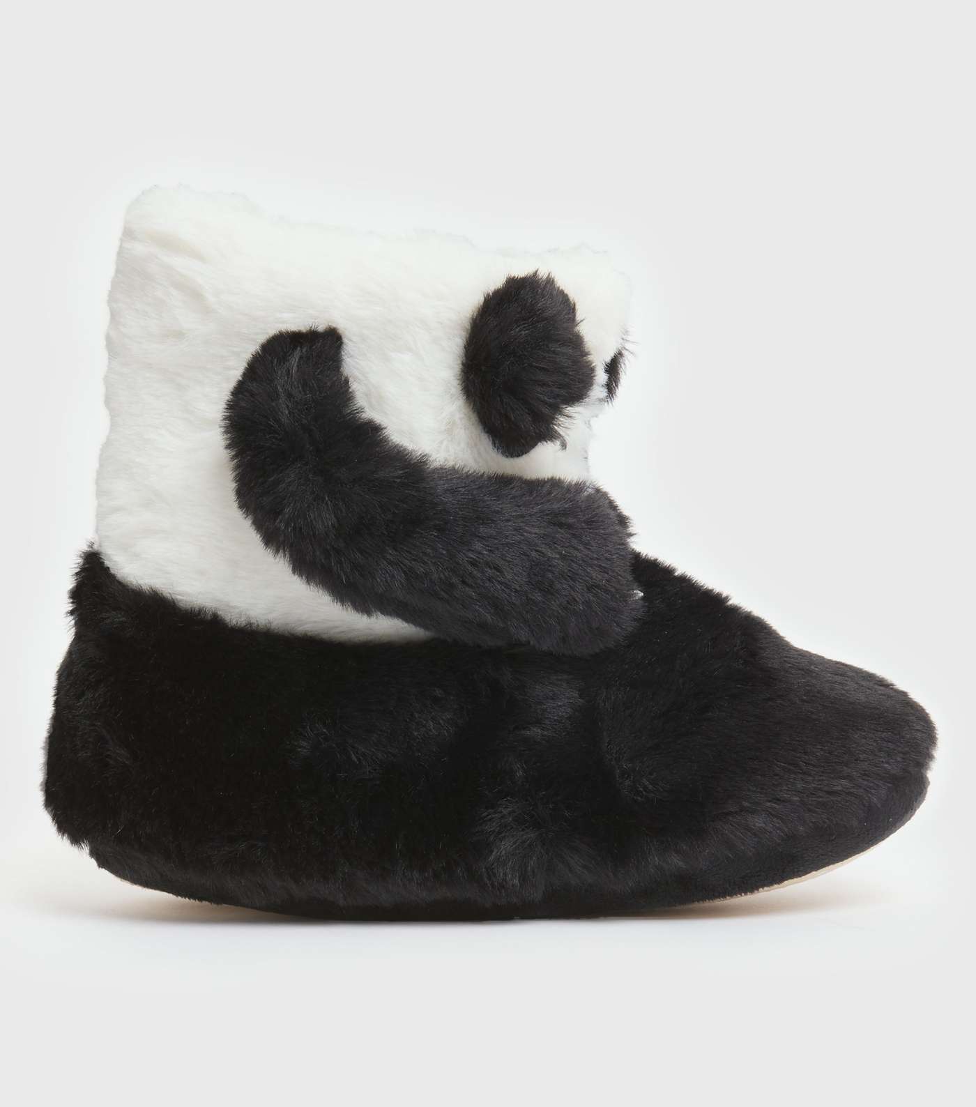 White Panda Faux Fur Boot Slippers Image 2