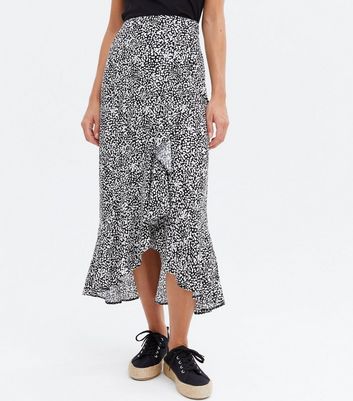 Animal print outlet ruffle midi skirt