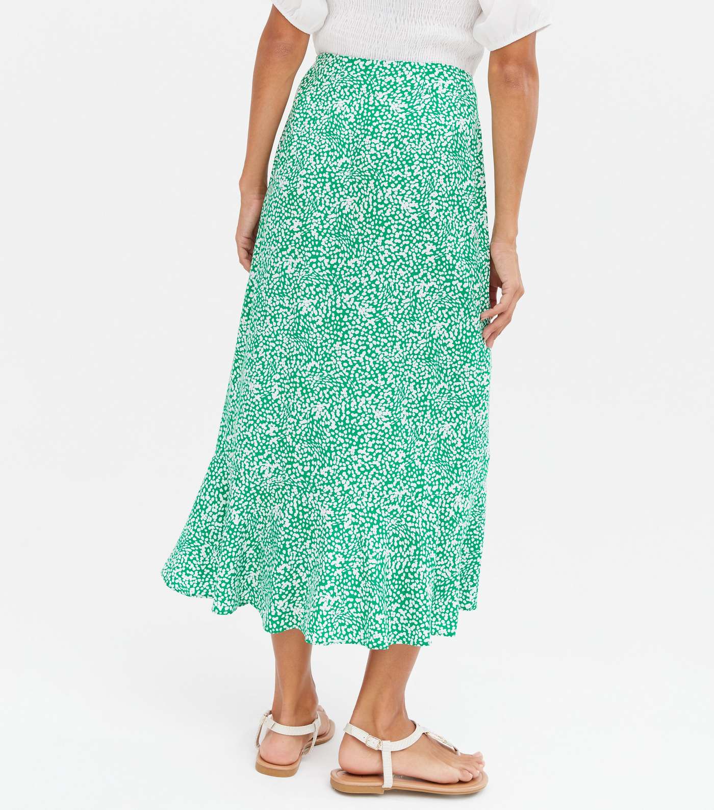 Green Animal Print Ruffle Midi Wrap Skirt Image 4