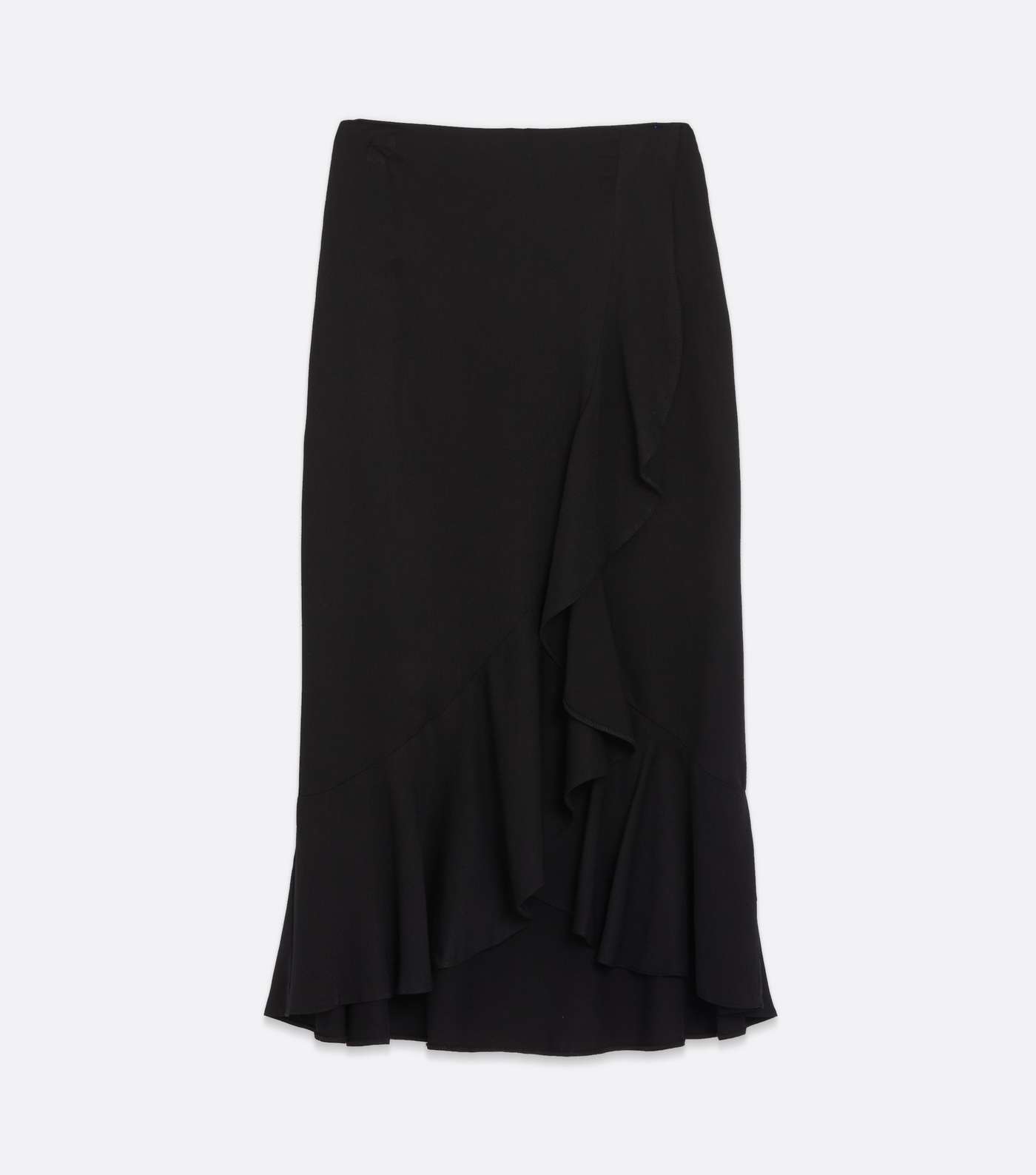 Black Ruffle Wrap Midi Skirt Image 5