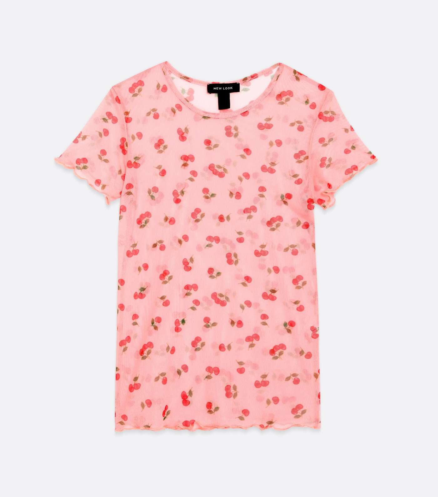 Pink Cherry Mesh Frill T-Shirt Image 5