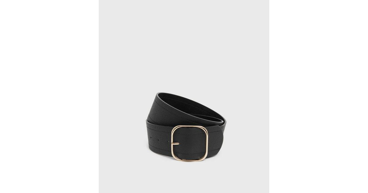 Black LeatherLook Waist Belt New Look