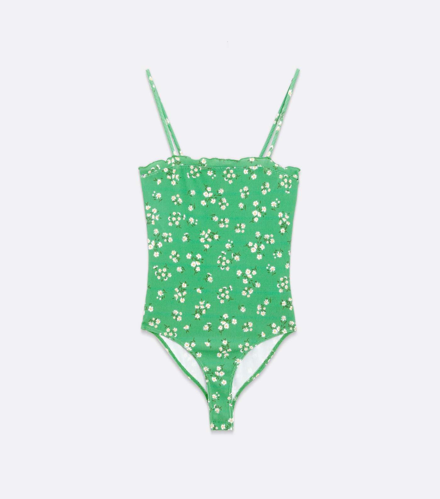 Green Daisy Ribbed Square Neck Bodysuit Image 5