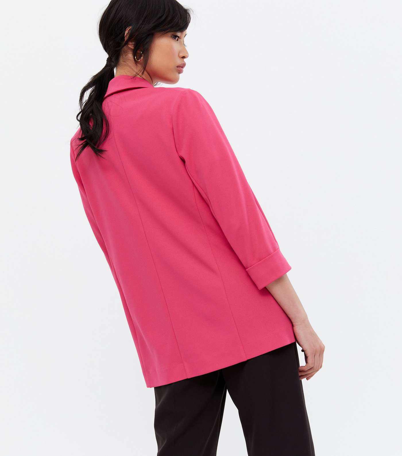 Bright Pink Scuba Oversized Blazer Image 4