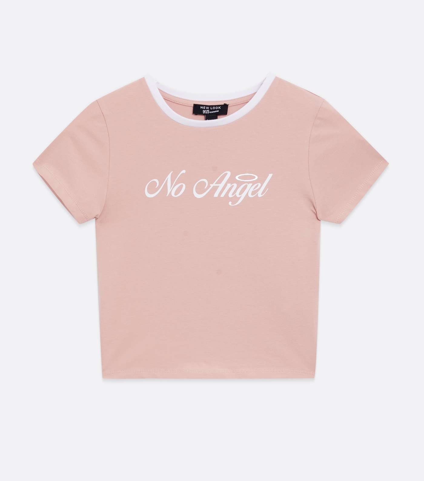 Girls Pale Pink No Angel Logo Ringer T-Shirt Image 5