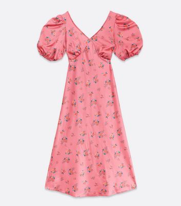 Pink Floral Open Tie Back Midi Dress Buy Dresses Sunfere In Oman