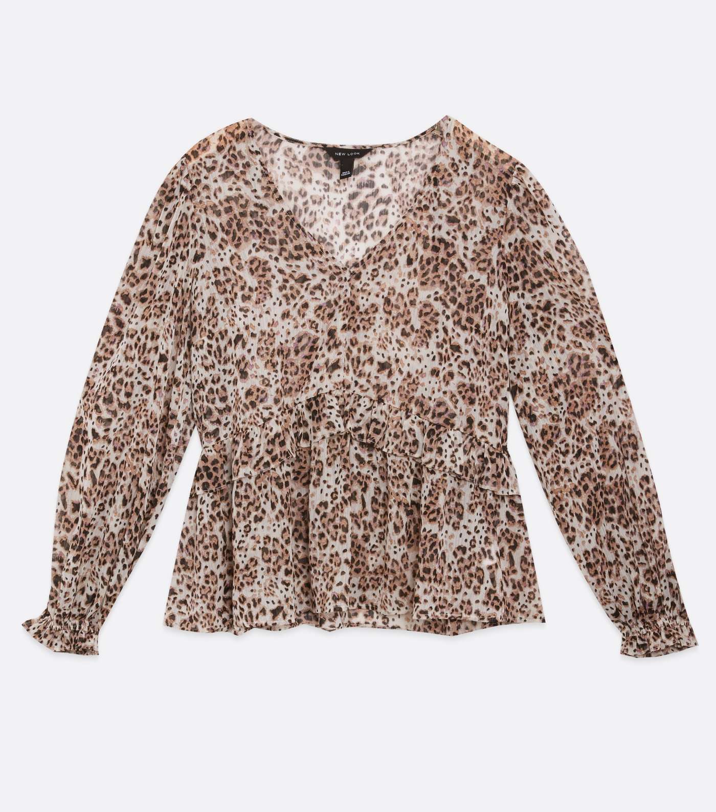 Brown Leopard Print Tiered Blouse Image 5