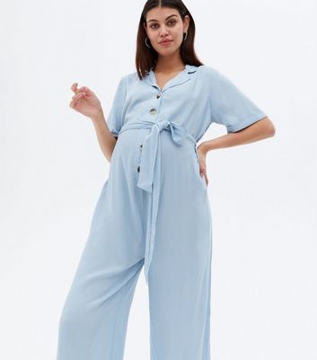 Light blue best sale maternity jumpsuit