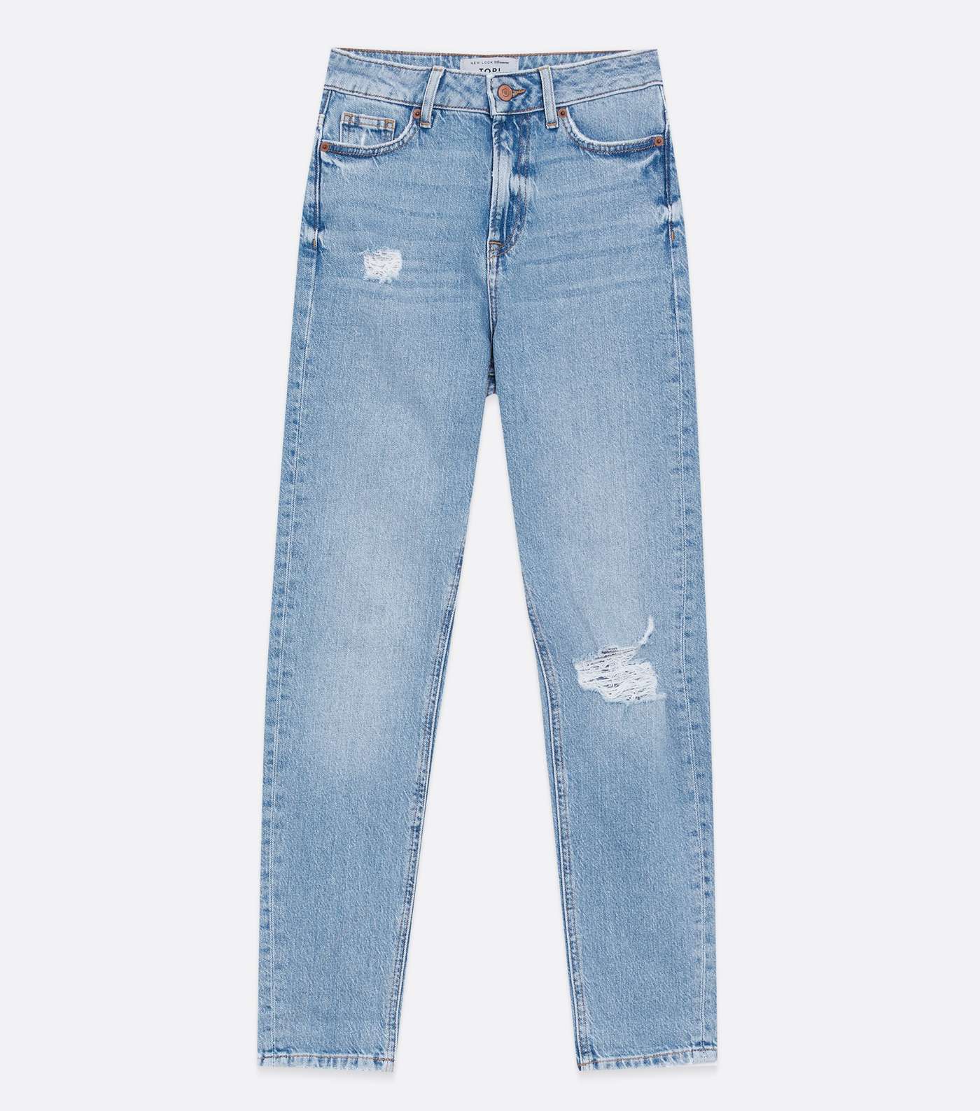Girls Pale Blue Mid Wash High Waist Slim Fit Tori Mom Jeans Image 6