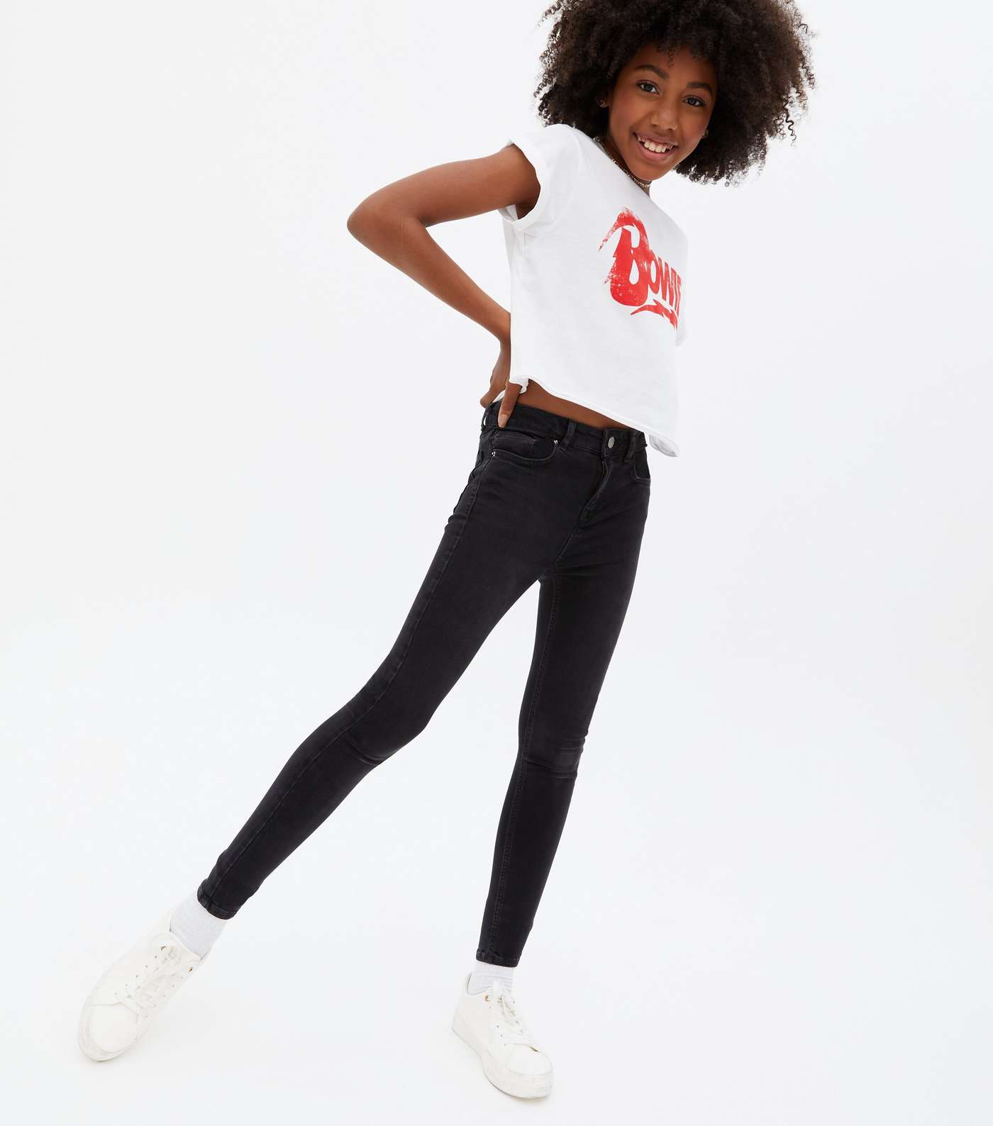 Girls Black High Rise Ashleigh Skinny Jeans