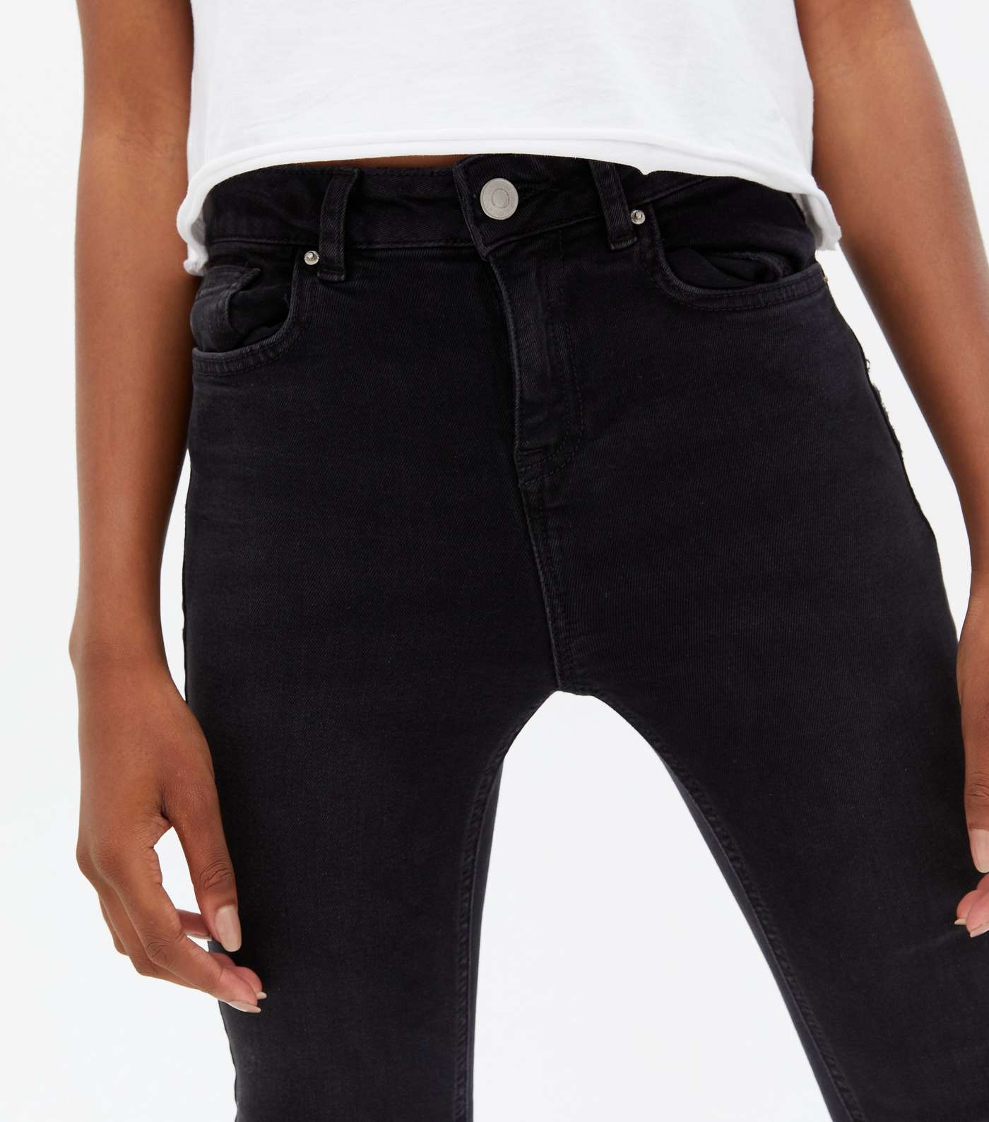 Girls Black High Rise Ashleigh Skinny Jeans Image 3