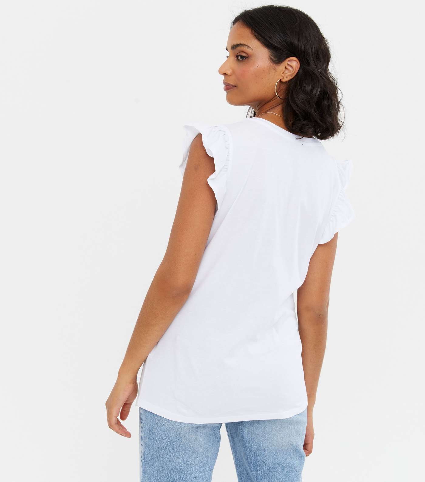 Maternity White Frill Sleeve T-Shirt Image 4