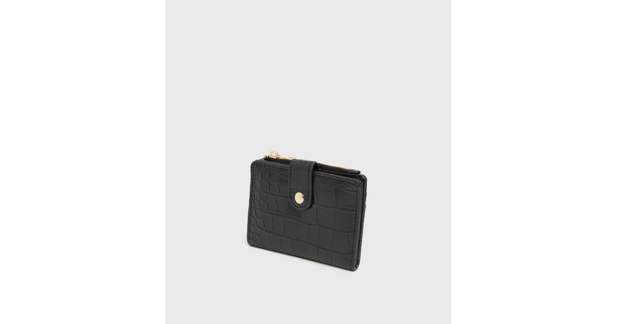 Black Faux Croc Card Holder | New Look