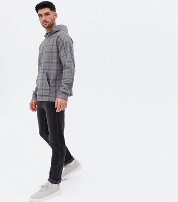 Light Grey Check Toggle Hoodie | New Look