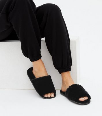 faux fur sliders slippers