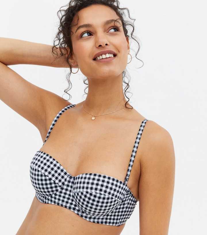 Black Gingham Underwired Bikini Top