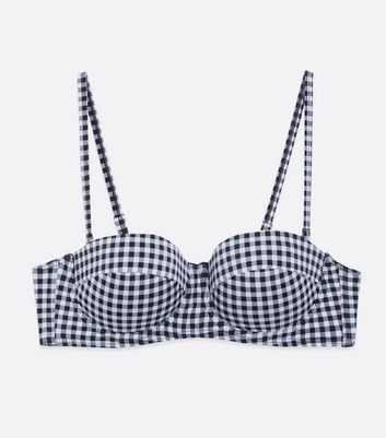 Click to view product details and reviews for Black Gingham Underwired Bikini Top New Look.