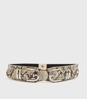 snakeskin double buckle belt