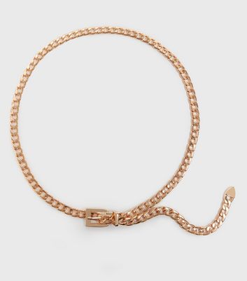 Gold Skinny Chain Buckle Belt | New Look
