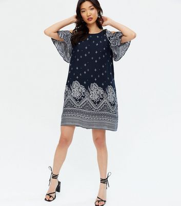 paisley cold shoulder dress