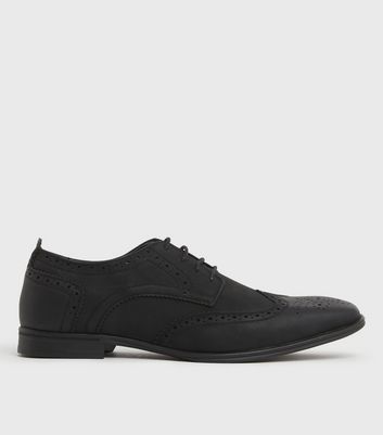 Black Perforated Lace Up Brogues
