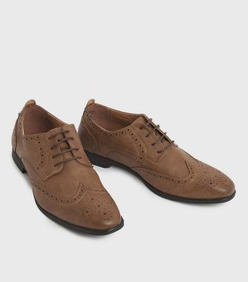 Dark Brown Perforated Lace Up Brogues 