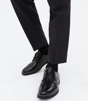 Black Perforated Chunky Brogues | New Look