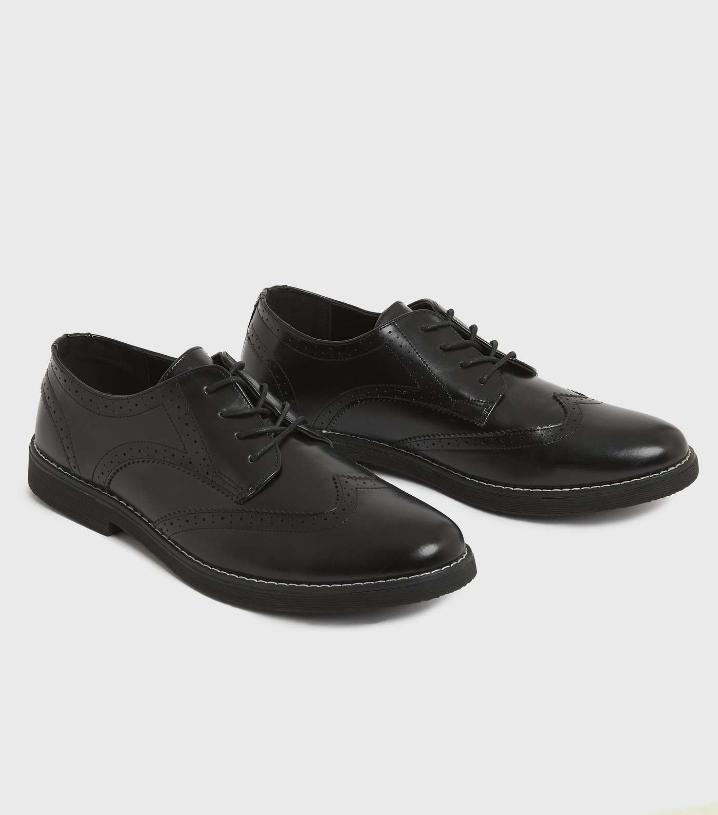 Black Perforated Chunky Brogues Image 3