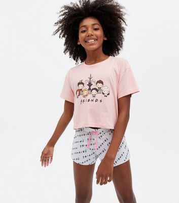 Girls Pink Friends Logo Short Pyjama Set New Look