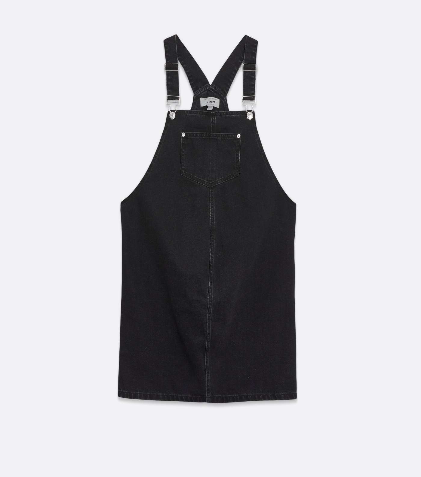 Maternity Black Denim Mini Pinafore Dress Image 5