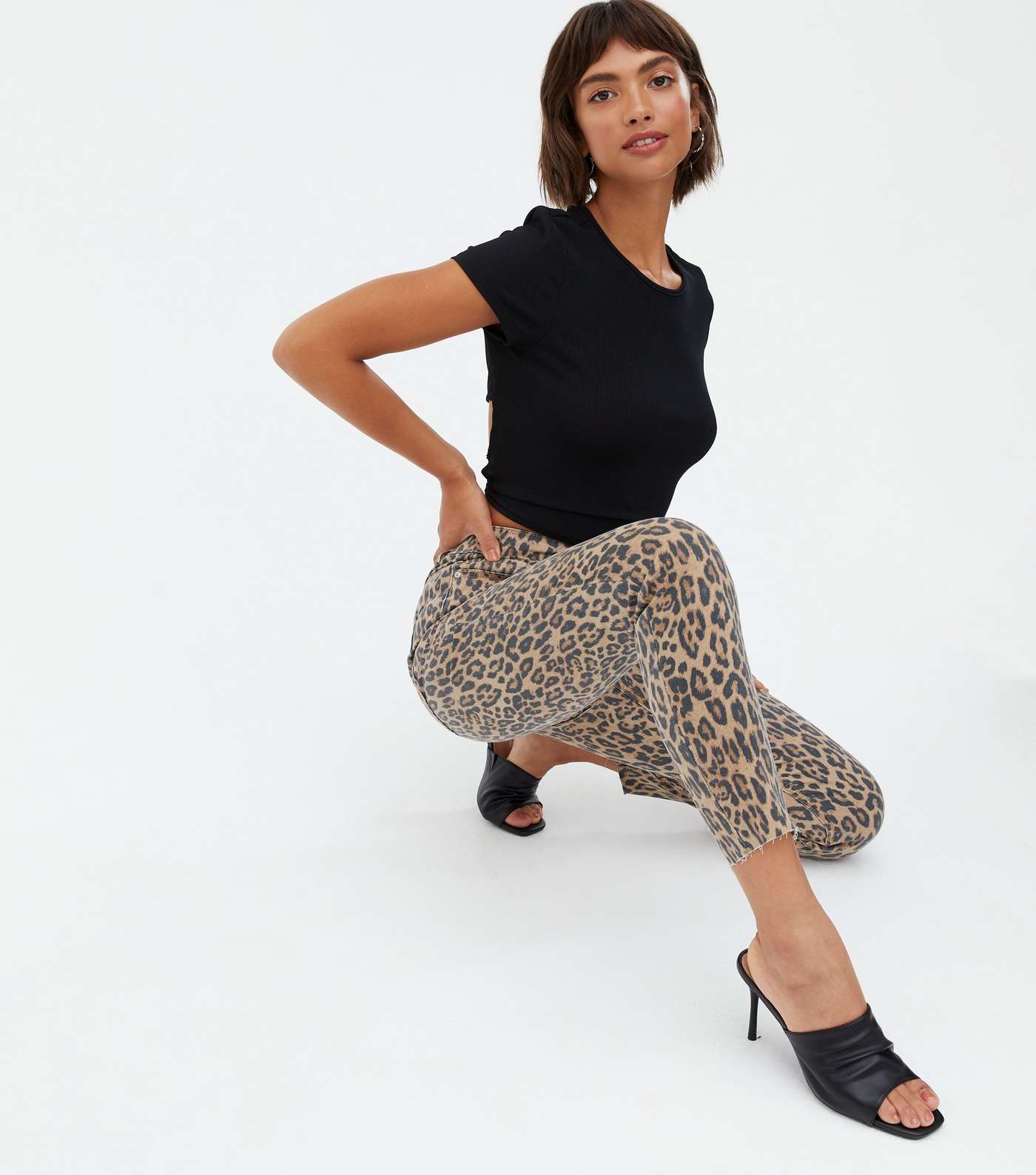 Brown Leopard Print High Waist Hallie Super Skinny Jeans Image 2