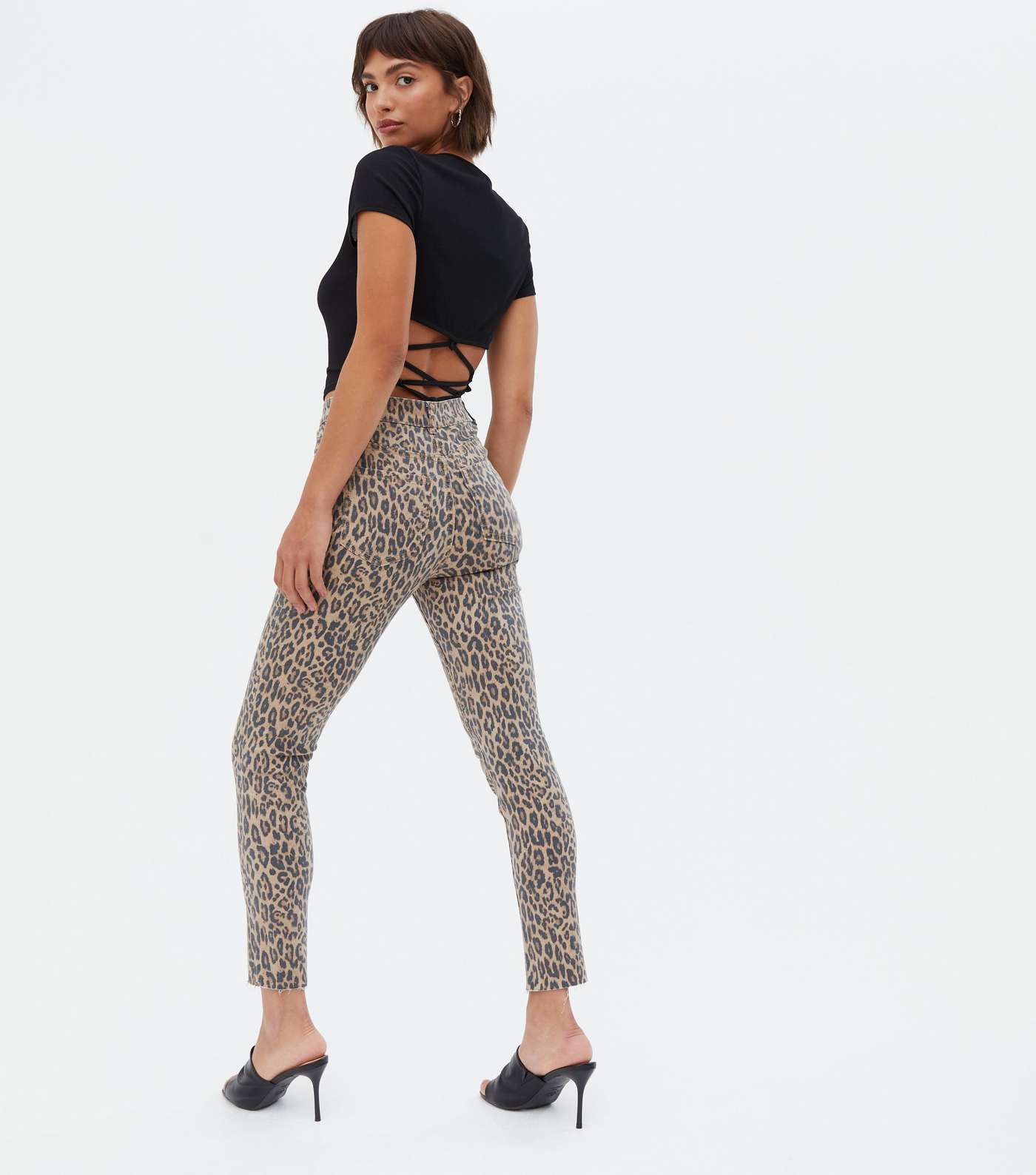 Brown Leopard Print High Waist Hallie Super Skinny Jeans Image 4