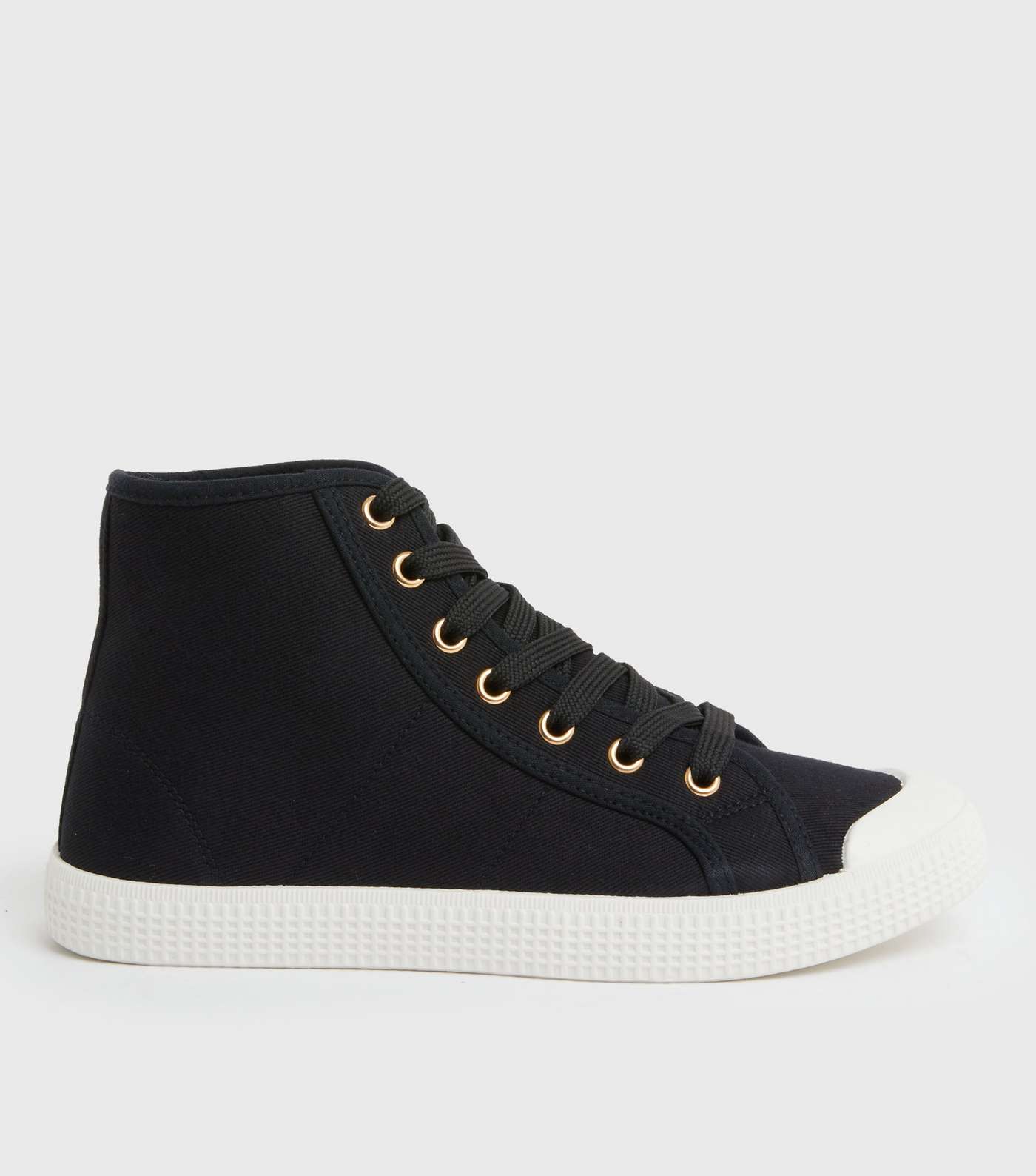 Black Canvas Lace Up High Top Trainers
