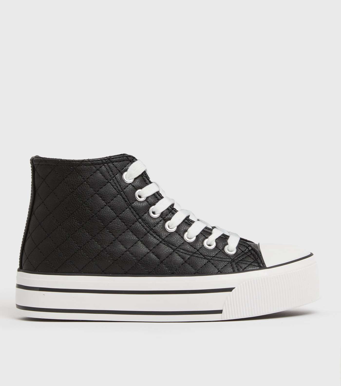 Black Quilted Chunky High Top Trainers