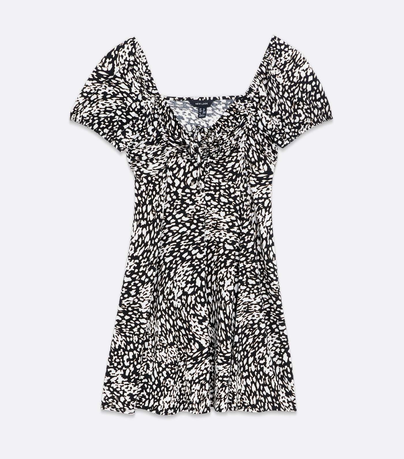 White Animal Print Ruched Tie Front Mini Dress Image 5