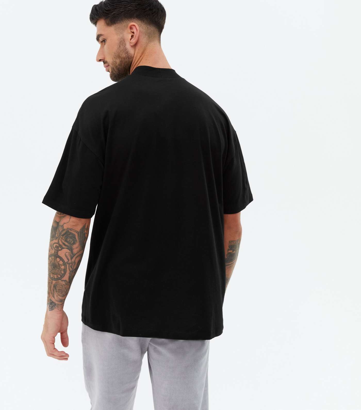 Black High Neck Oversized T-Shirt Image 4