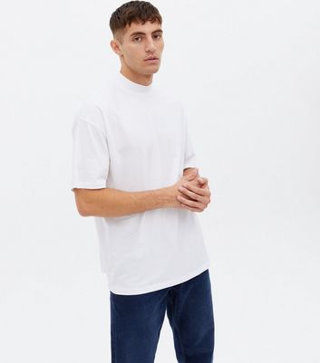 High neck sales white t shirt