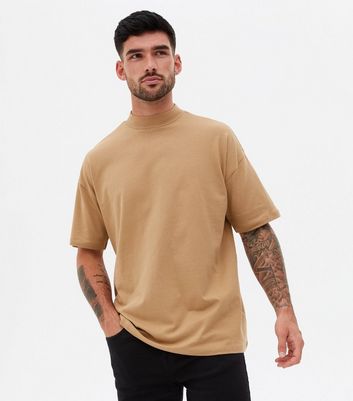 Camel High Neck Oversized T-Shirt | New 