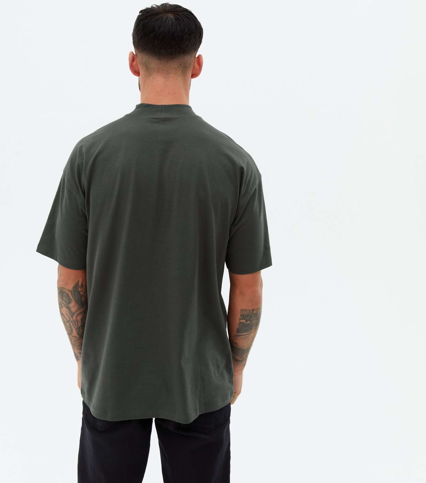 Dark Green High Neck Oversized T-Shirt Image 4