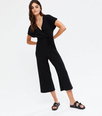 black ribbed jumpsuit new look