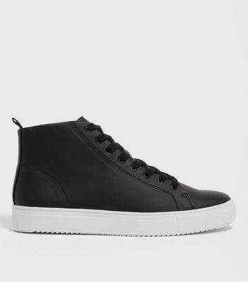 Mens black 2025 mid top trainers