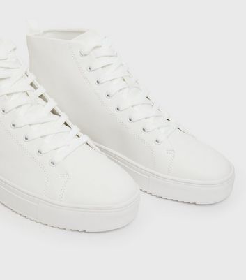 Mens white leather store high tops