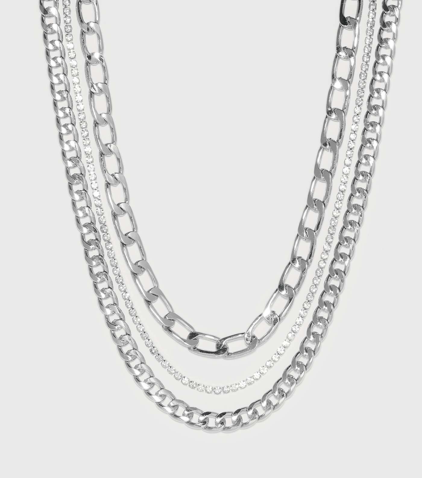 Little Mistress Silver Diamanté Chain Layered Necklace Image 2