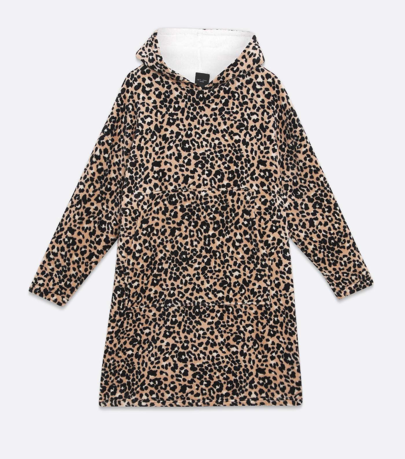 Curves Brown Leopard Print Fleece Oversized Blanket Hoodie Image 5